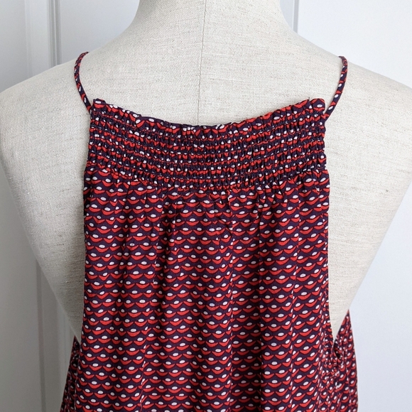 Splendid Tank Swing Sleeveless Halter Keyhole Neck Smocked Red White Navy XL NWT - Picture 10 of 16